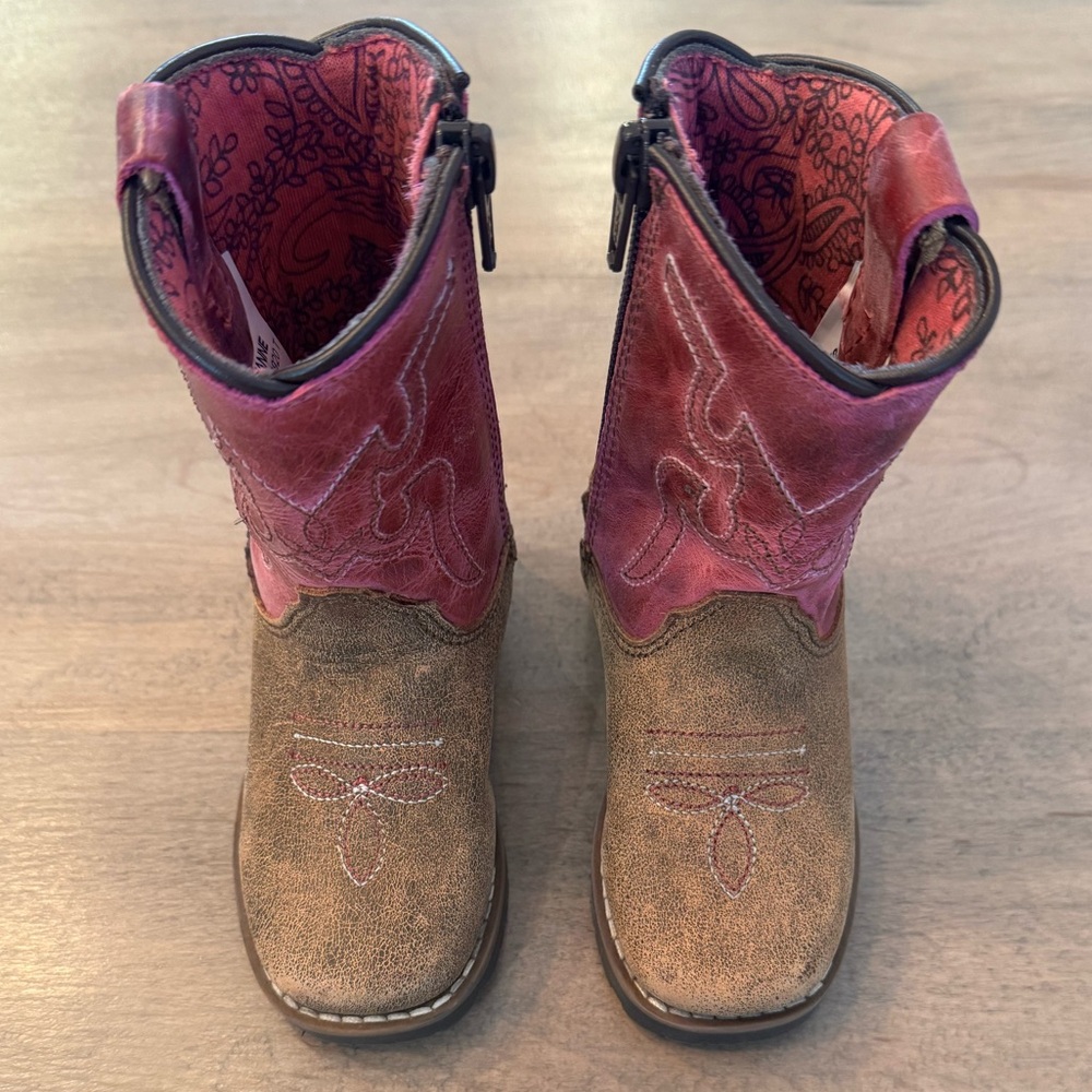 Pink and Brown Cowboy Cowgirl Boots Size 5
